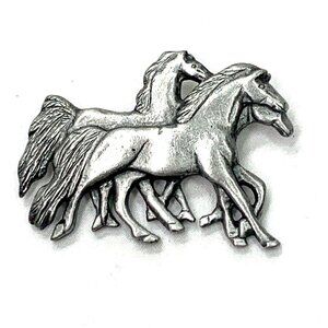 Pewter Pin Featuring A Trio of Galloping Horses 2"W x 1"H